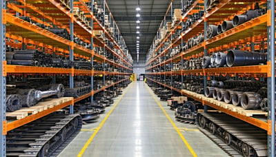 A warehouse with heavy machinery & equipment storage.
